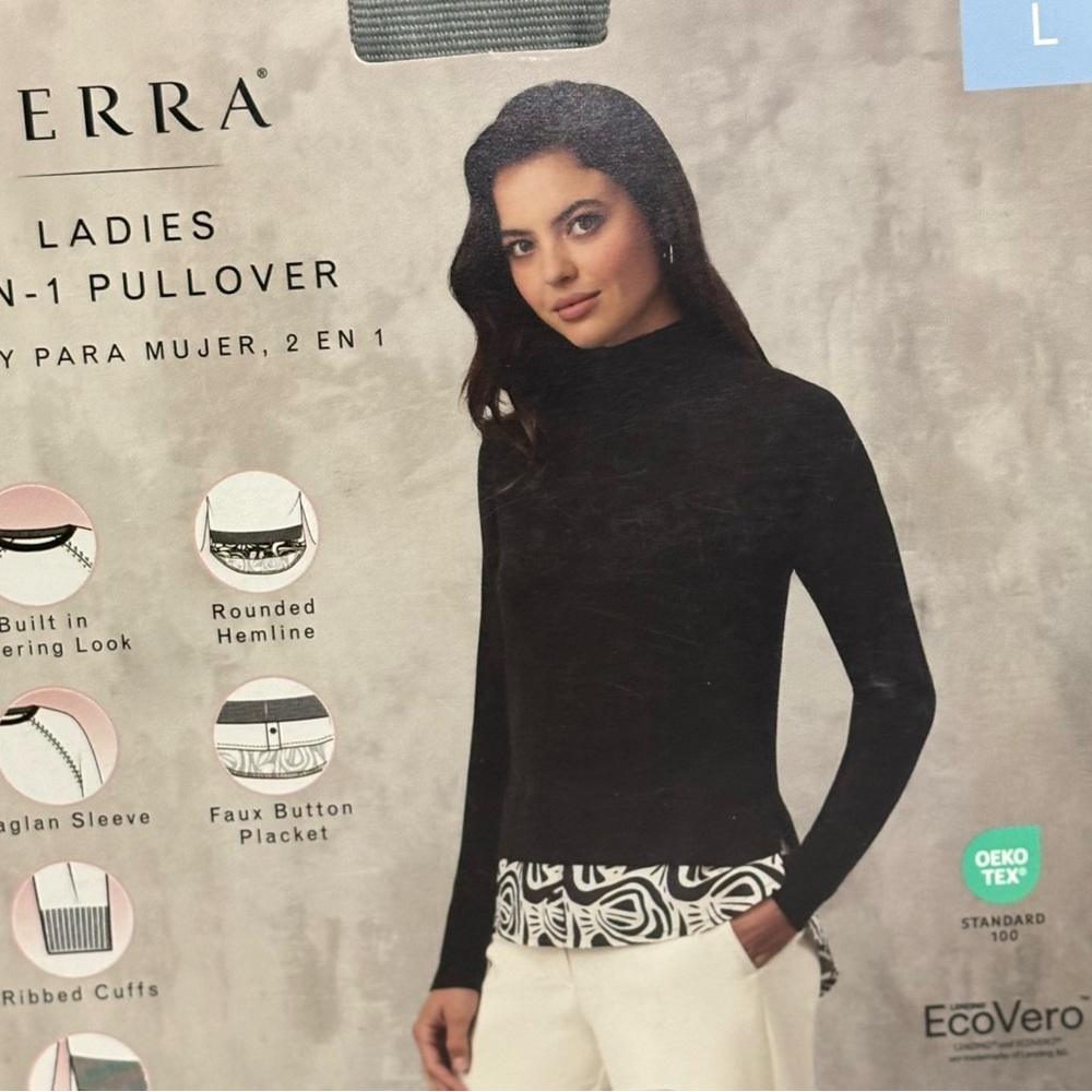 Serra Black and White Women's Turtleneck Sweater